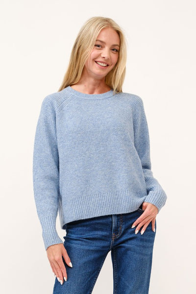 Baby Blue Ribbed Crewneck Sweater