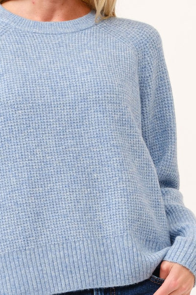 Baby Blue Ribbed Crewneck Sweater