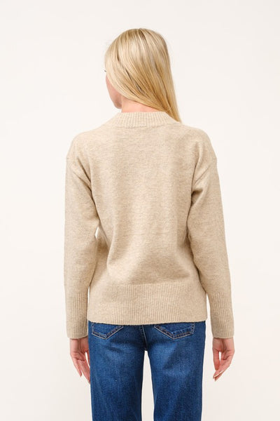 Khaki V-Neck Pullover Sweater