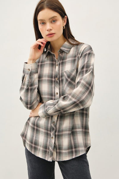 Oversized Jade Plaid Flannel