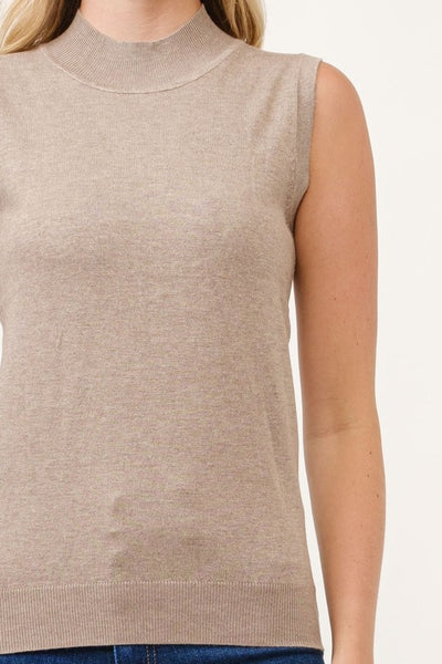 Oatmeal Mock Neck Sweater Tank