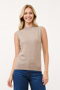 Oatmeal Mock Neck Sweater Tank