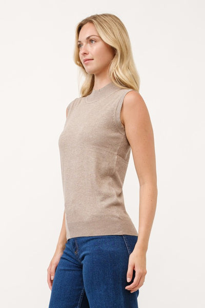 Oatmeal Mock Neck Sweater Tank