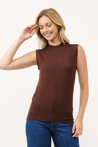 Espresso Mock Neck Sweater Tank