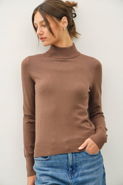 Chestnut Mock Neck Sweater