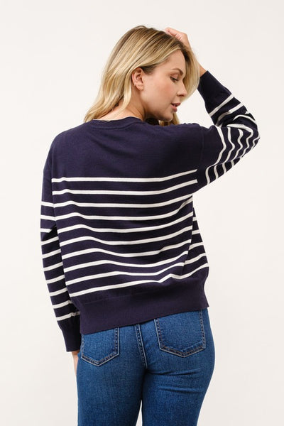 Navy & Ivory Stripe Sweater