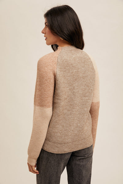 Mock Neck Color-Block Sweater