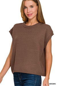 Chocolate Oversized Short Sleeve Sweater