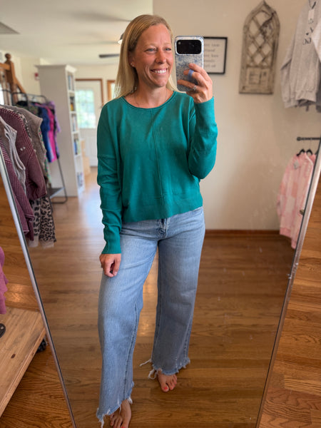Turquoise Front Seam Sweater