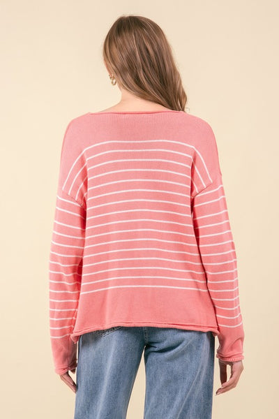 Pink & Ivory Striped Sweater