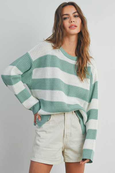 Ivory & Sage Striped Sweater