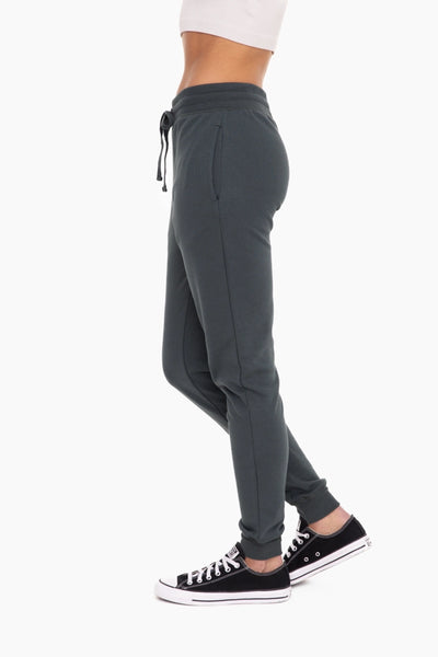 Jungle Green French Terry Cuffed Skinny Joggers