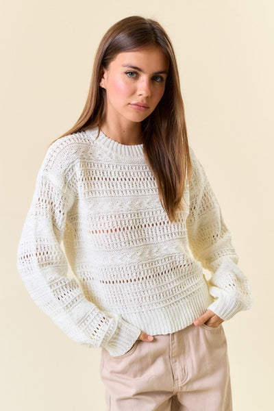 White Open Knit Sweater