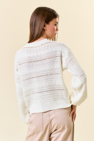 White Open Knit Sweater