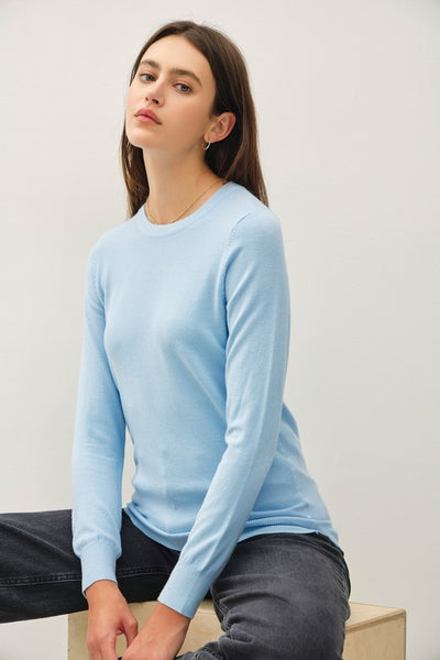 Sky Blue Crewneck Pullover Sweater