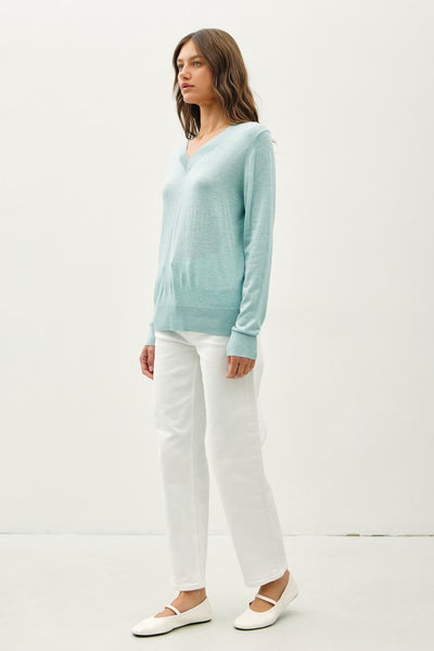 Baby Blue Cashmere V-Neck Sweater