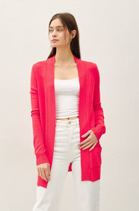 Coral Open Front Cardigan