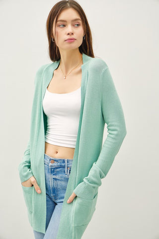 Cool Mint Open Front Cardigan