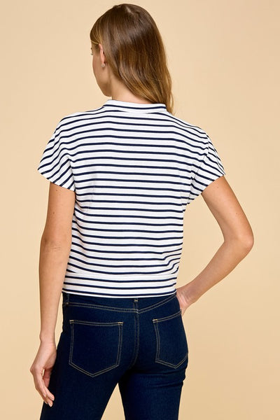 Ivory & Black Stripe Twisted Top