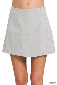 Wrap Front Skort in Heather Grey