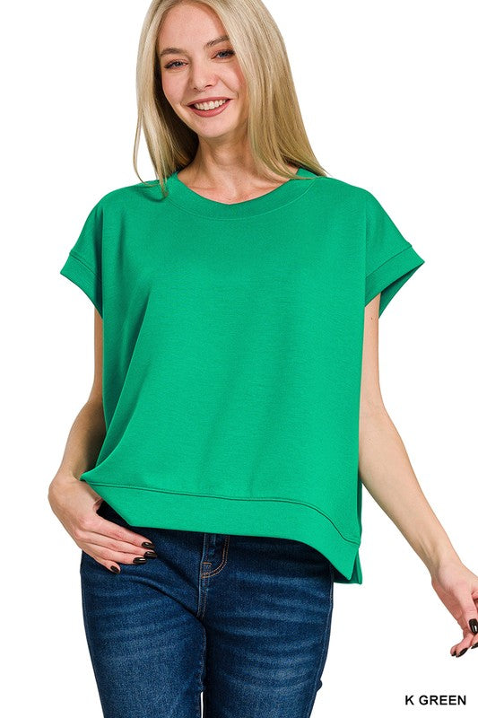 Short Sleeve Scuba Top in Kelly Green