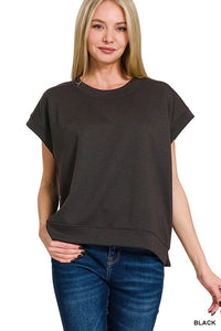 Short Sleeve Scuba Top in Black