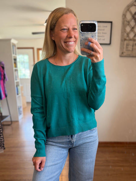 Turquoise Front Seam Sweater