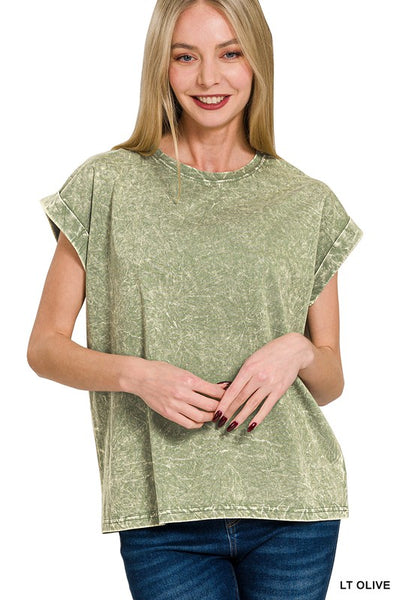 Light Olive Washed Short Sleeve Tee