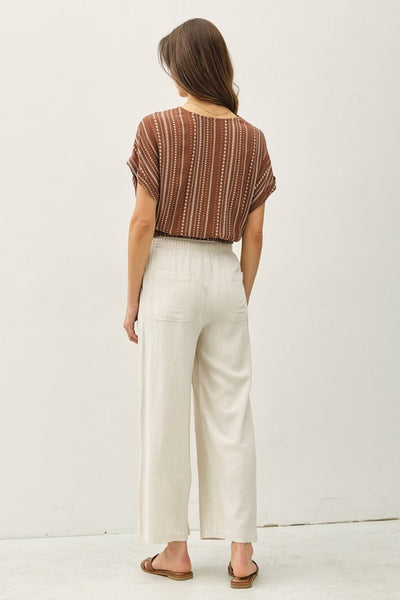 Brown Stripe Twist Knot Top