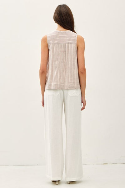 Amber Striped Linen Tank Top