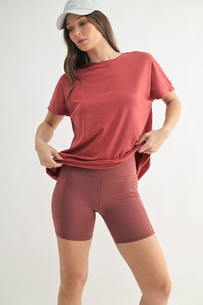 Shoreline Pima Cotton Slouchy Tee in Red Pear