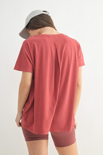 Shoreline Pima Cotton Slouchy Tee in Red Pear