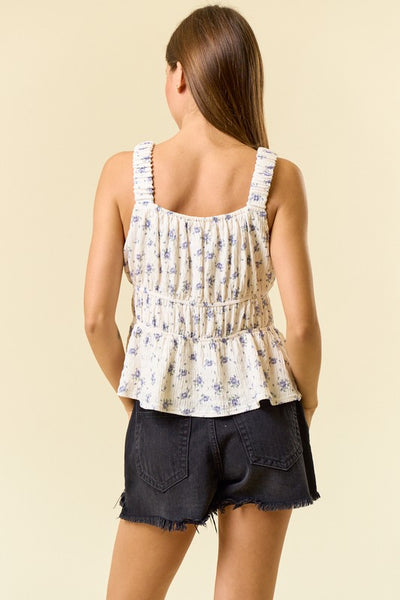 Lavender Floral Tie Detailed Top