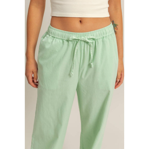 Mint Drawstring Waist Straight Leg Pants