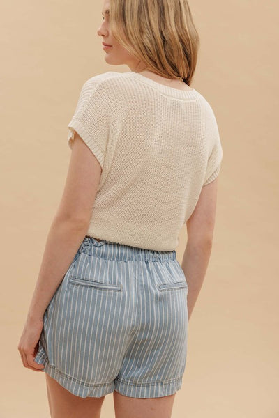 Blue Chambray Stripe Shorts