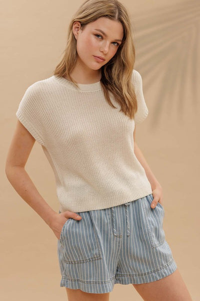 Blue Chambray Stripe Shorts