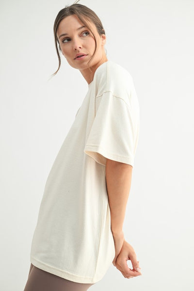 Brushed Hacci Oversized Boyfriend Tee in Natural