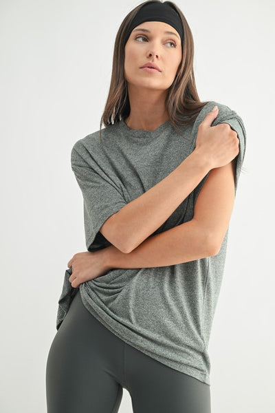 Brushed Hacci Oversized Boyfriend Tee in Urban Grey
