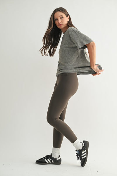 Brushed Hacci Oversized Boyfriend Tee in Black Olive
