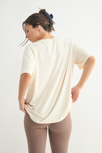 Brushed Hacci Oversized Boyfriend Tee in Natural