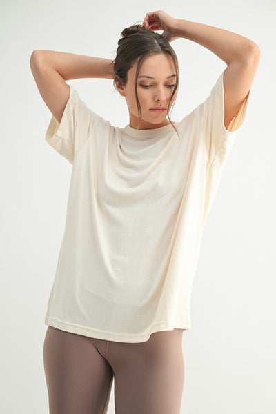 Brushed Hacci Oversized Boyfriend Tee in Natural