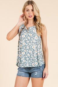 Sage Daisy Button Tank