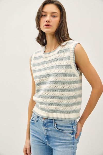 Jade Stripe Crochet Tank Top