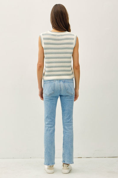 Jade Stripe Crochet Tank Top