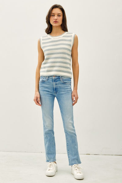 Jade Stripe Crochet Tank Top