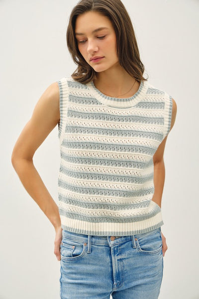 Jade Stripe Crochet Tank Top