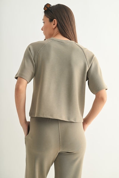 Laguna Soft Drape Raglan Tee in Warm Grey