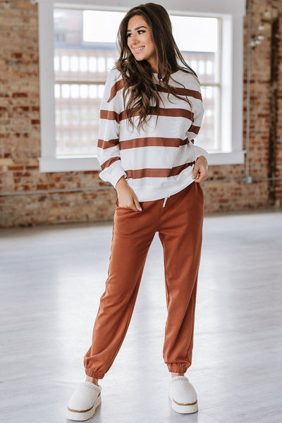 Cocoa Striped Pullover & Joggers Set