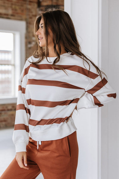 Cocoa Striped Pullover & Joggers Set