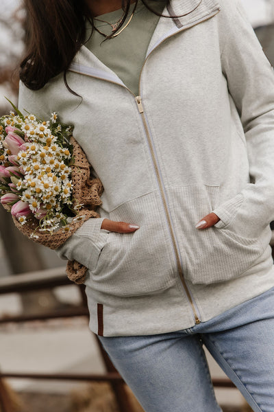 Ampersand Avenue FullZip Sweatshirt - Cloud Nine